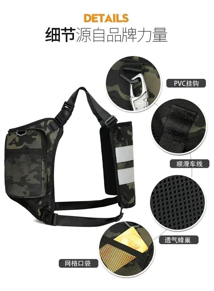 Outdoor Reflective Tactical Bag Men Hip Top Military Vest Hop Vest Protective Sports Cycling Fishing Vest Fitness Chest Function