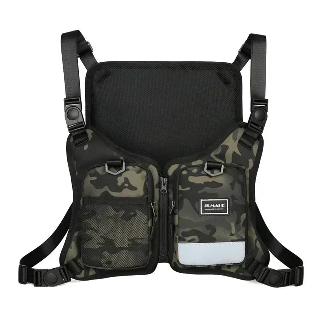 Outdoor Reflective Tactical Bag Men Hip Top Military Vest Hop Vest Protective Sports Cycling Fishing Vest Fitness Chest Function