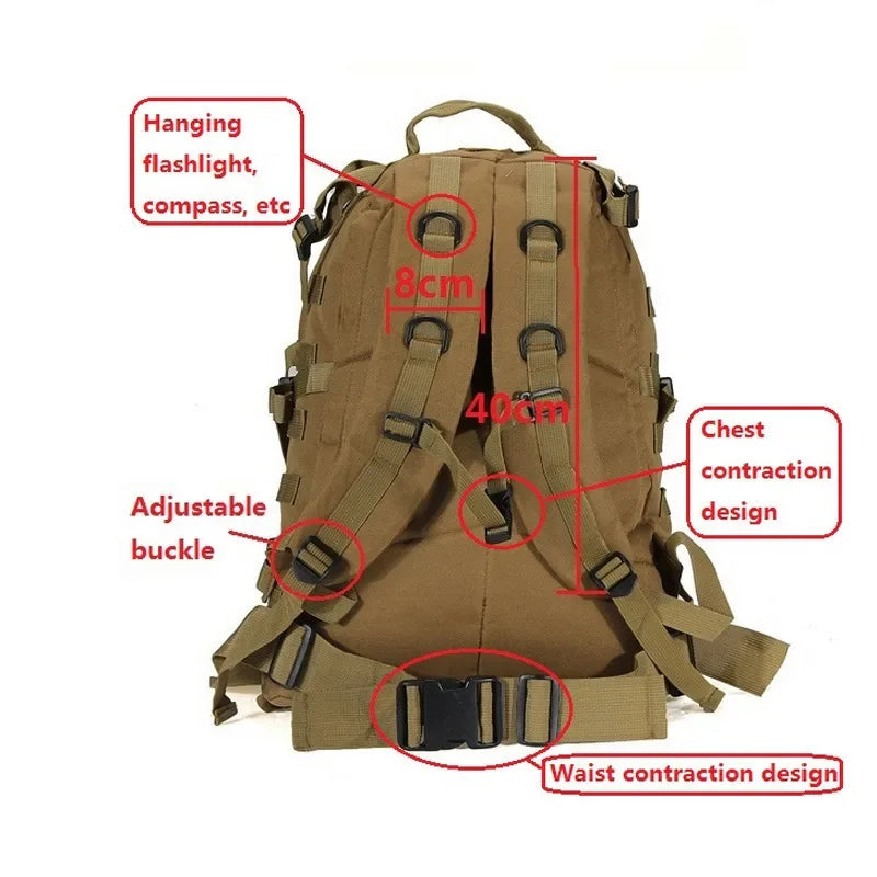 Outdoor Tactical Backpack 40L Large Capacity Molle Assault Bags Camouflage Trekking Hunting Camping Hiking Bag New