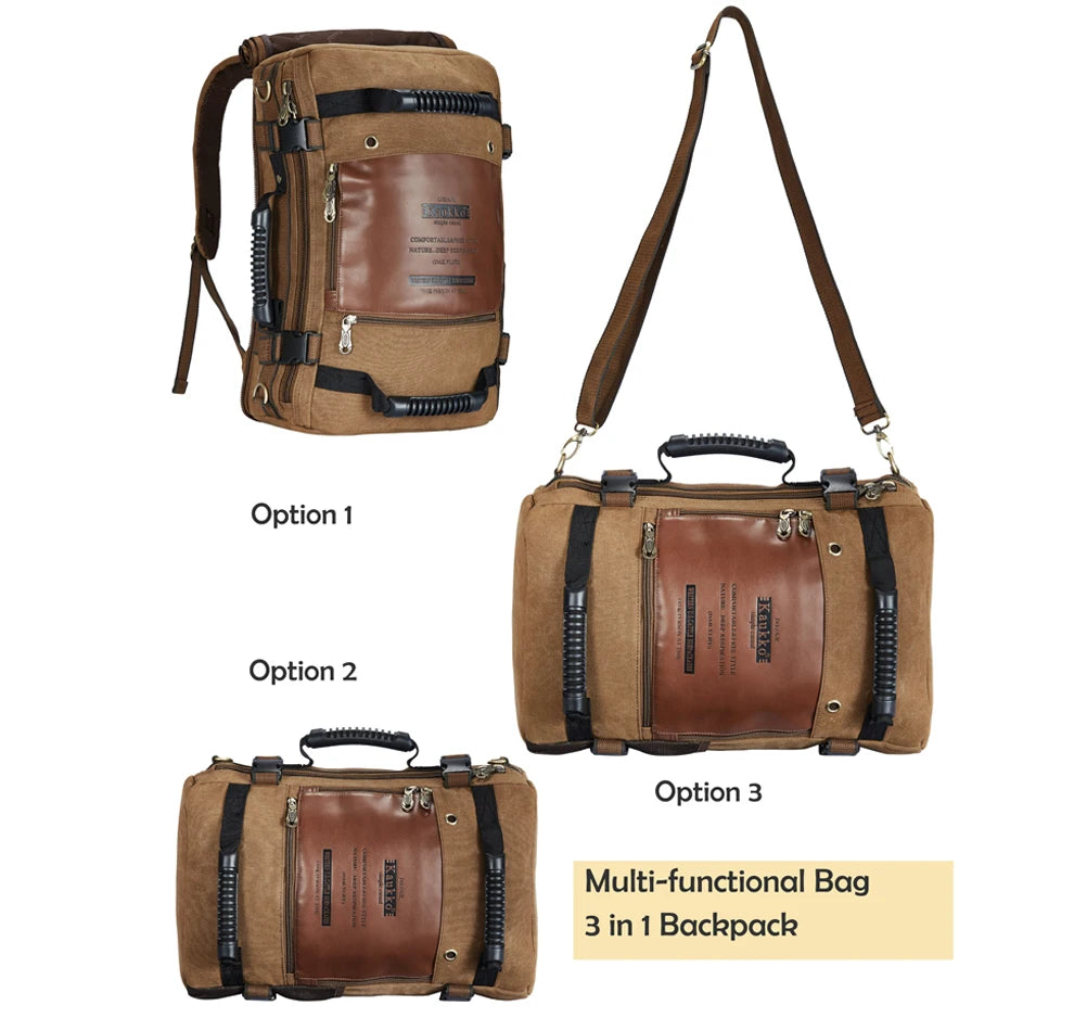 Outdoor Travel Men Backpack Hiking Camping Canvas Rucksack Large Travel Men' Backpack Laptop Retro Canvas Messenger Bags