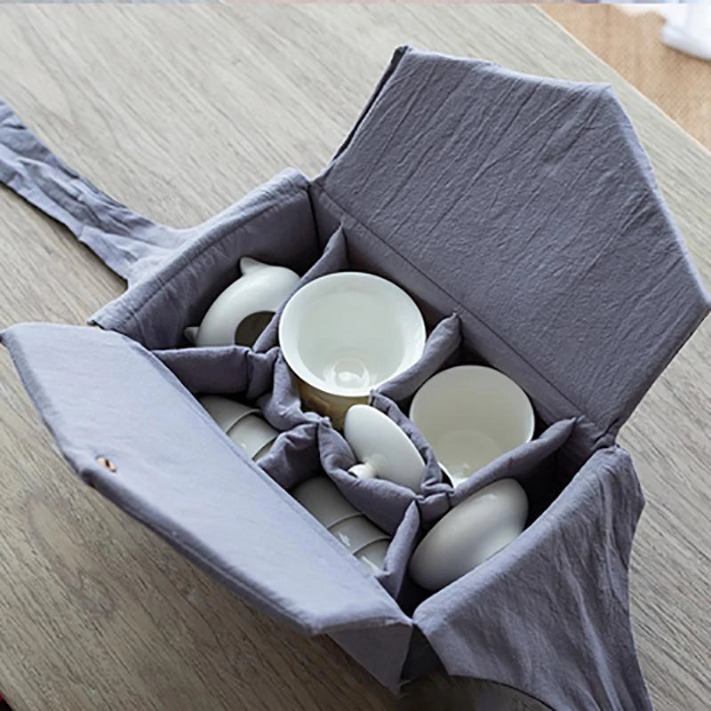 Outdoor Travel Teaware Storage Pouch Tea Clips Utensils Pot Cup Teapot Teacup Package Cloth Bag Tea Set Cozies Ceremony Decor