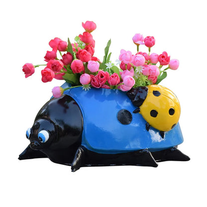 Outdoor balcony patio garden lawn resin seven-star ladybird flower pot decoration landscape sculpture