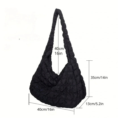 Oversized puffed quilted stray large capacity crossbody bag, women's thickened shoulder bag