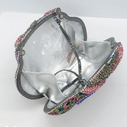 Owl Diamond Luxury Evening Purse For Women Boutique Novelty Crystal Metallic Clutch Bags Party Wedding Ladies Chain Handbag Chic