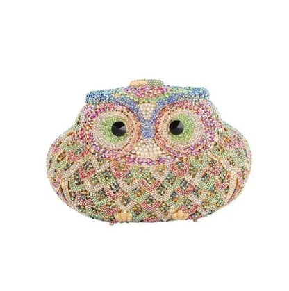 Owl Diamond Luxury Evening Purse For Women Boutique Novelty Crystal Metallic Clutch Bags Party Wedding Ladies Chain Handbag Chic