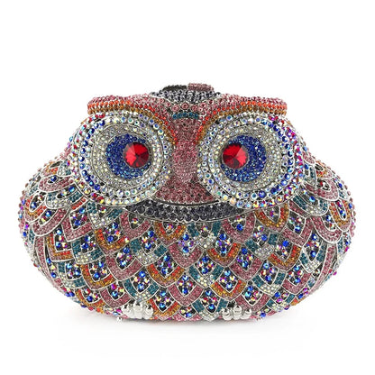 Owl Diamond Luxury Evening Purse For Women Boutique Novelty Crystal Metallic Clutch Bags Party Wedding Ladies Chain Handbag Chic