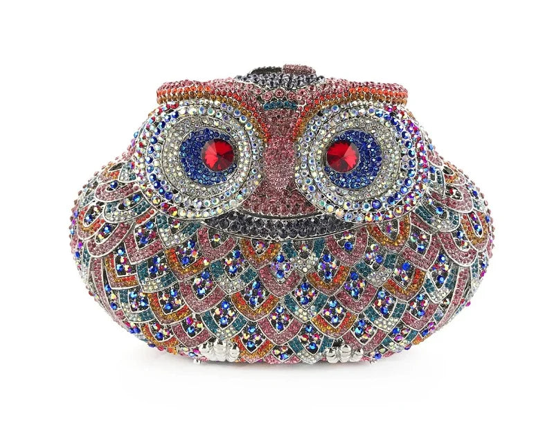 Owl Diamond Luxury Evening Purse For Women Boutique Novelty Crystal Metallic Clutch Bags Party Wedding Ladies Chain Handbag Chic