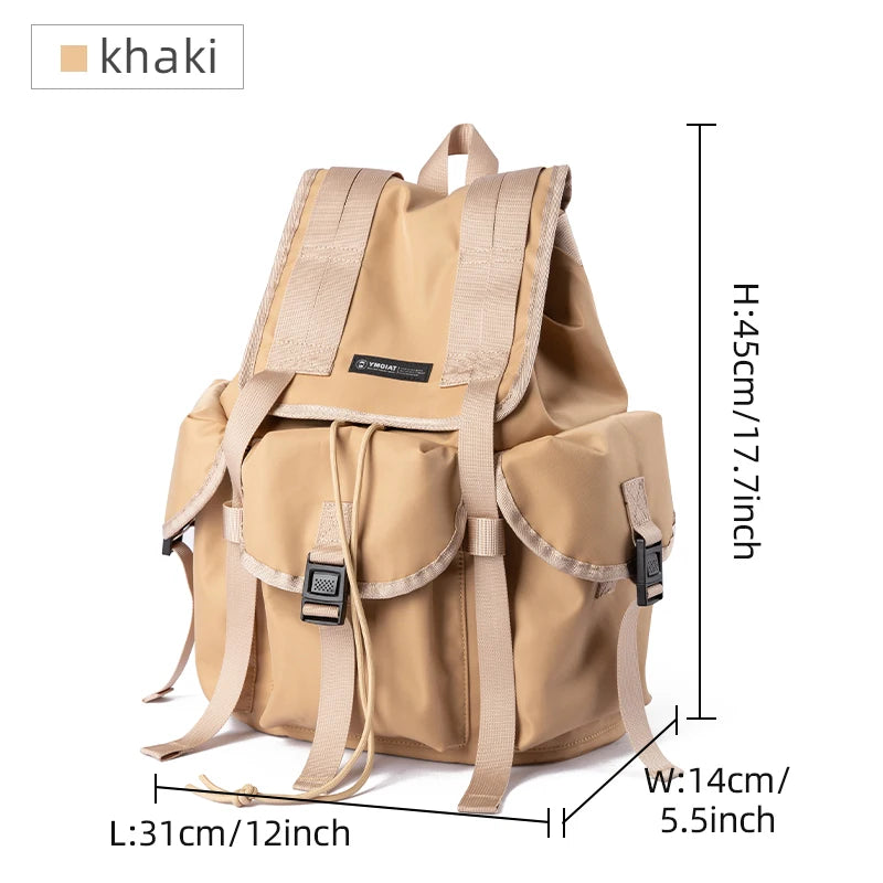 Oxford Men's Backpack 15.6 inch Laptop Fashion Personalized Waterproof Travel Outdoor Drawstring School Teenage Lightweight Bag
