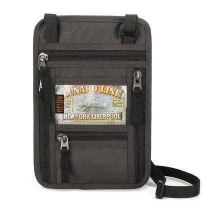 Oxford Passport Bag with RFID Blocking Neck Card Pouch Multifunction ID Wallet Waterproof Card Holder Lightweight