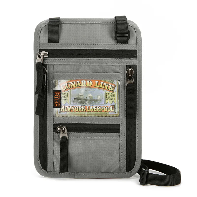 Oxford Passport Bag with RFID Blocking Neck Card Pouch Multifunction ID Wallet Waterproof Card Holder Lightweight