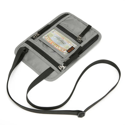 Oxford Passport Bag with RFID Blocking Neck Card Pouch Multifunction ID Wallet Waterproof Card Holder Lightweight