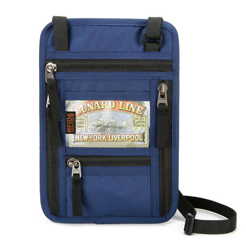 Oxford Passport Bag with RFID Blocking Neck Card Pouch Multifunction ID Wallet Waterproof Card Holder Lightweight