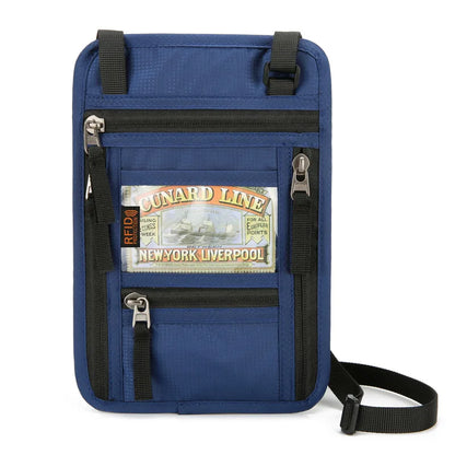 Oxford Passport Bag with RFID Blocking Neck Card Pouch Multifunction ID Wallet Waterproof Card Holder Lightweight
