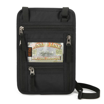 Oxford Passport Bag with RFID Blocking Neck Card Pouch Multifunction ID Wallet Waterproof Card Holder Lightweight