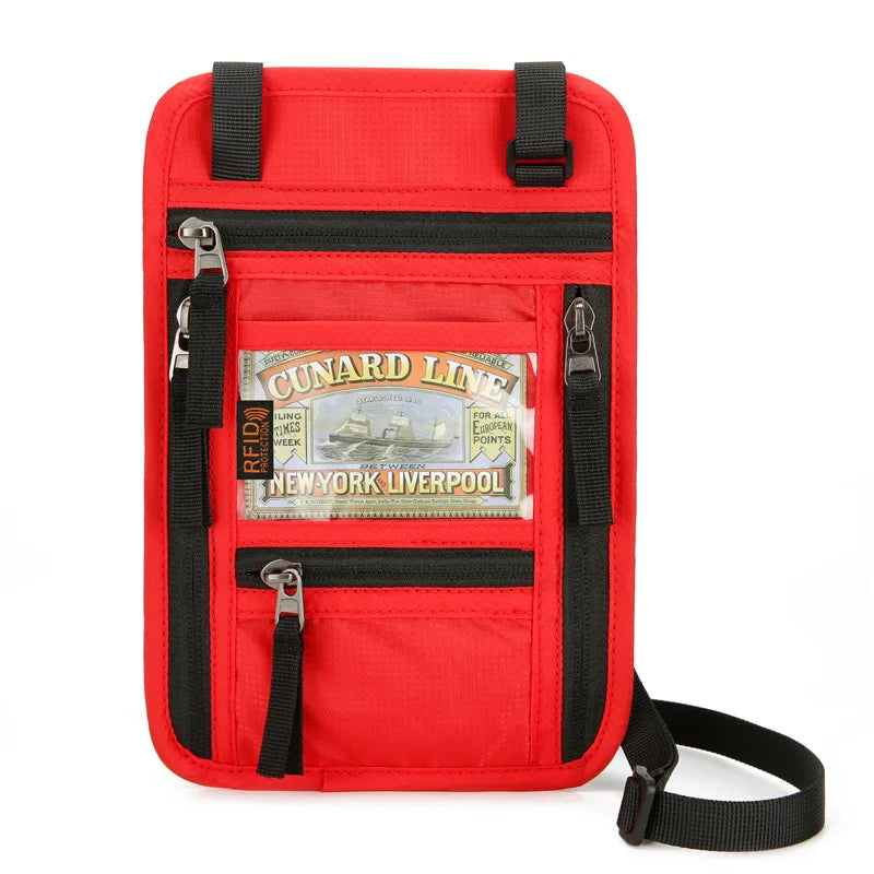 Oxford Passport Bag with RFID Blocking Neck Card Pouch Multifunction ID Wallet Waterproof Card Holder Lightweight