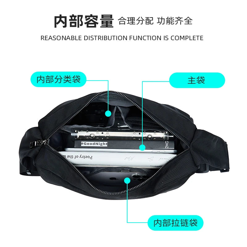 Oxford Waterproof Men Messenger Bags Simple Men's Crossbody Bag Commuting Mini Satchel Sport Unisex Lightweight Bag