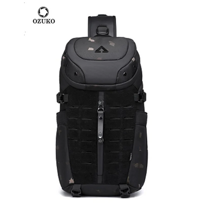 Ozuko Men's 12.9 Inch Tablet Chest Bag Sports Waterproof Crossbody Bag Men's Tactical Multi Functional Bag Men's Crossbody Bag