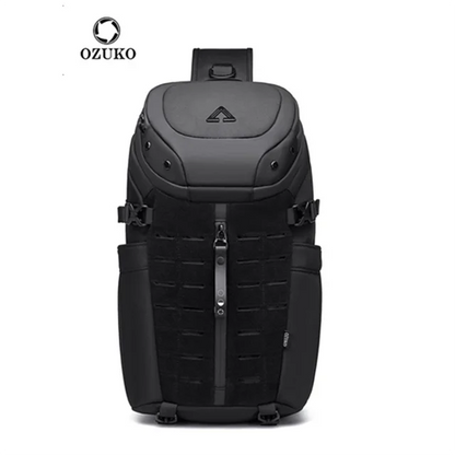 Ozuko Men's 12.9 Inch Tablet Chest Bag Sports Waterproof Crossbody Bag Men's Tactical Multi Functional Bag Men's Crossbody Bag