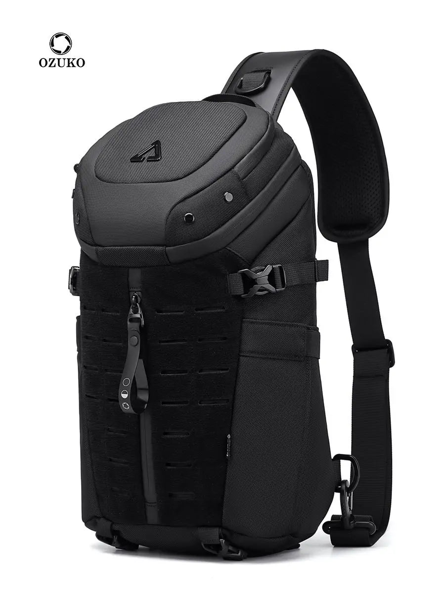 Ozuko Men's 12.9 Inch Tablet Chest Bag Sports Waterproof Crossbody Bag Men's Tactical Multi Functional Bag Men's Crossbody Bag