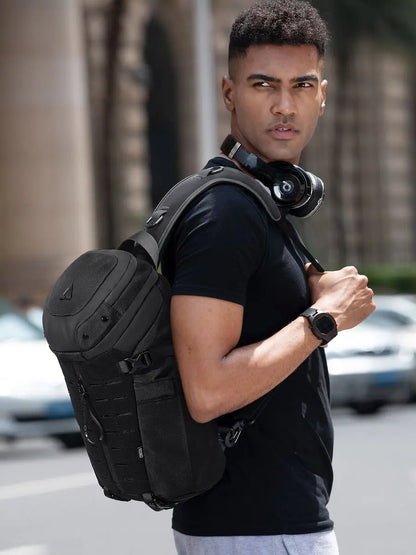 Ozuko Men's 12.9 Inch Tablet Chest Bag Sports Waterproof Crossbody Bag Men's Tactical Multi Functional Bag Men's Crossbody Bag