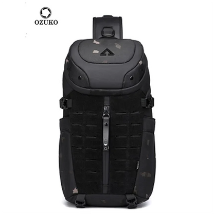 Ozuko Men's 12.9 Inch Tablet Chest Bag Sports Waterproof Crossbody Bag Men's Tactical Multi Functional Bag Men's Crossbody Bag