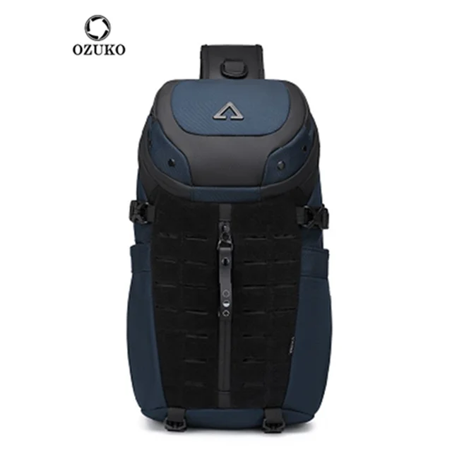 Ozuko Men's 12.9 Inch Tablet Chest Bag Sports Waterproof Crossbody Bag Men's Tactical Multi Functional Bag Men's Crossbody Bag