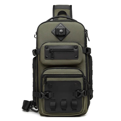 Ozuko Men's Chest Bag Outdoor Tactical One Shoulder Crossbody Bag High Capacity Waterproof Sports Bag For Man