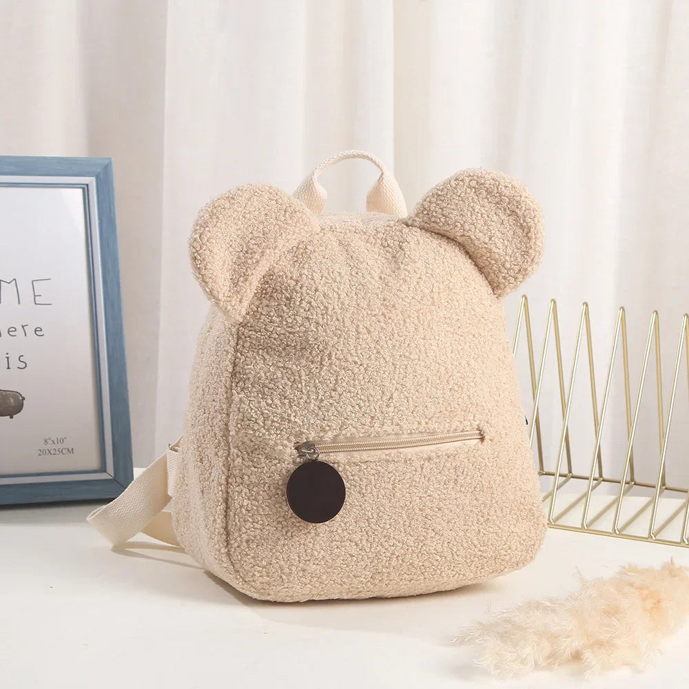 PERSONALISED Teddy Bear Kids Fleece Embroidered Backpack, Initial or First Name school bag, Teddy Bear Ear Bag, Initial Name Bag