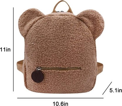 PERSONALISED Teddy Bear Kids Fleece Embroidered Backpack, Initial or First Name school bag, Teddy Bear Ear Bag, Initial Name Bag