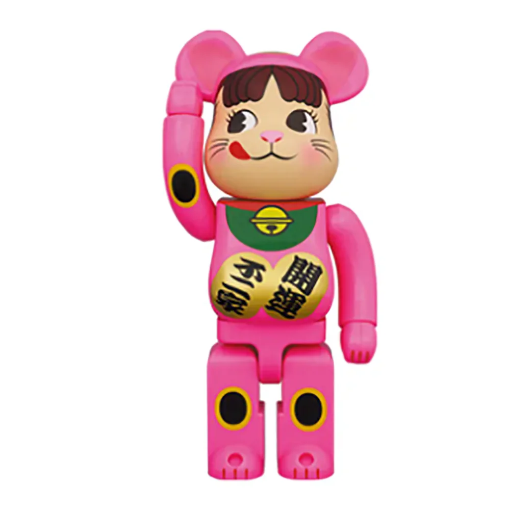 PETCO 400% 28CM Bearbricklys Action Figures Cartoon Blocks Bear Dolls Lucky Cat Fujiya Milkysugar PVC Collection Correct version