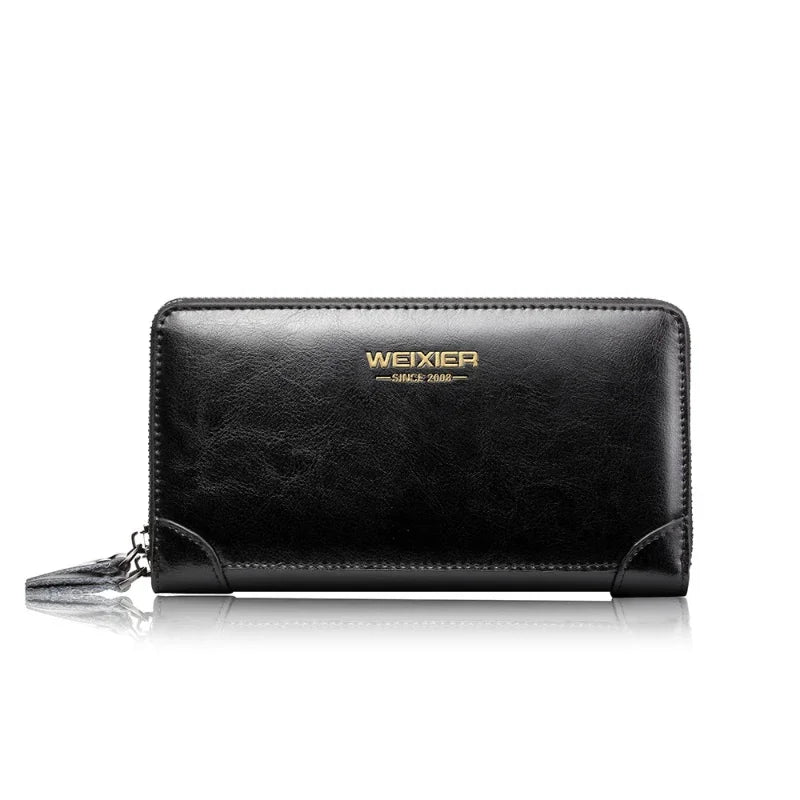 PU Casual Clutch Men Functional Long Wallet Photo Bank Card Holder Purse for Male Note Compartment Phone Pockets Bag