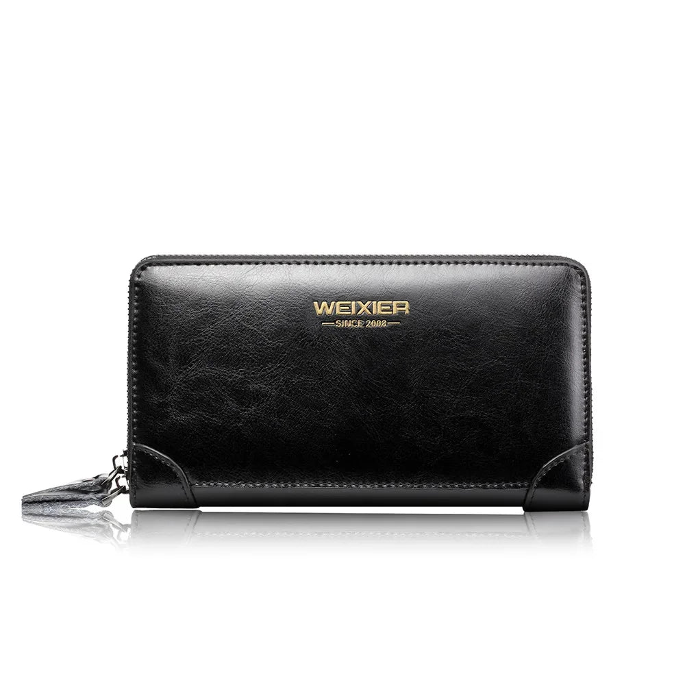PU Casual Clutch Men Functional Long Wallet Photo Bank Card Holder Purse for Male Note Compartment Phone Pockets Bag