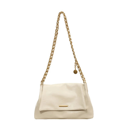 PU Handbag Ladies Fashion Crossbody Bag Large Capacity Shoulder Bag Retro Wide Strap Elegant Messenger Bag