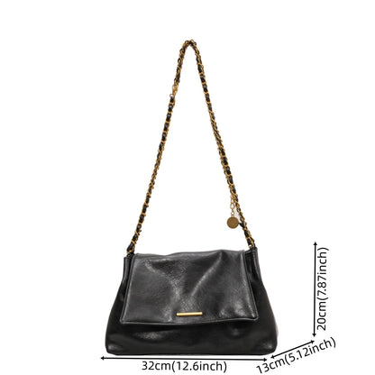 PU Handbag Ladies Fashion Crossbody Bag Large Capacity Shoulder Bag Retro Wide Strap Elegant Messenger Bag