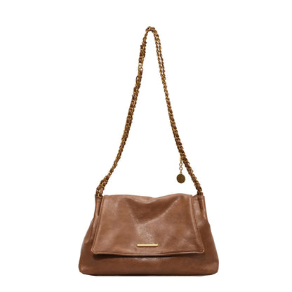 PU Handbag Ladies Fashion Crossbody Bag Large Capacity Shoulder Bag Retro Wide Strap Elegant Messenger Bag