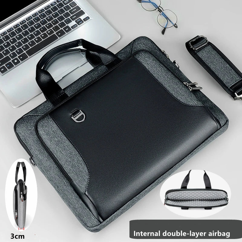 PU Laptop Bags For Men 13.3 14/15.6 Inch Macbook Notebook Crossbody Bag Portable Business Briefcase Computer Messenger Handbag