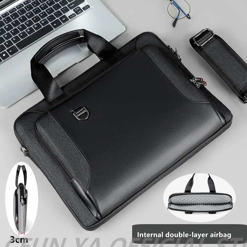 PU Laptop Bags For Men 13.3 14/15.6 Inch Macbook Notebook Crossbody Bag Portable Business Briefcase Computer Messenger Handbag