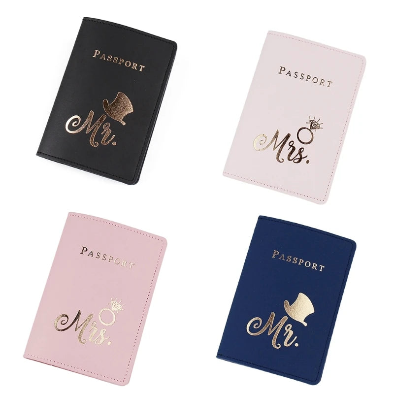 PU Leather Bride Passport Cover Holder Card Protector Wedding Gift for Women Men
