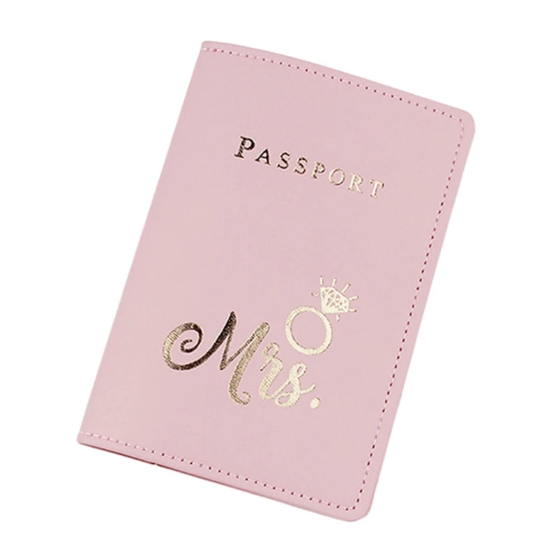 PU Leather Bride Passport Cover Holder Card Protector Wedding Gift for Women Men