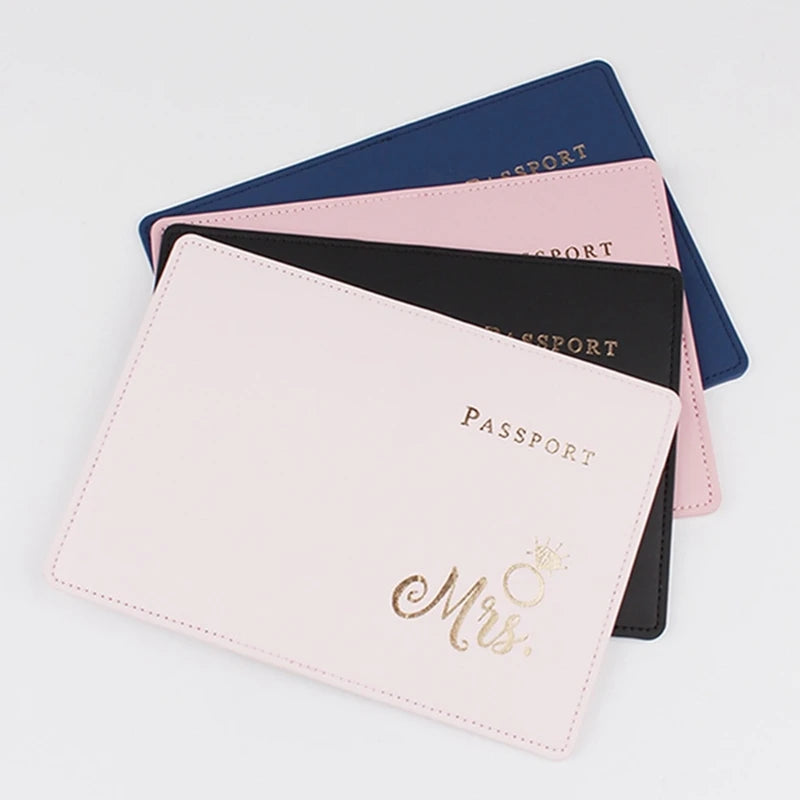 PU Leather Bride Passport Cover Holder Card Protector Wedding Gift for Women Men