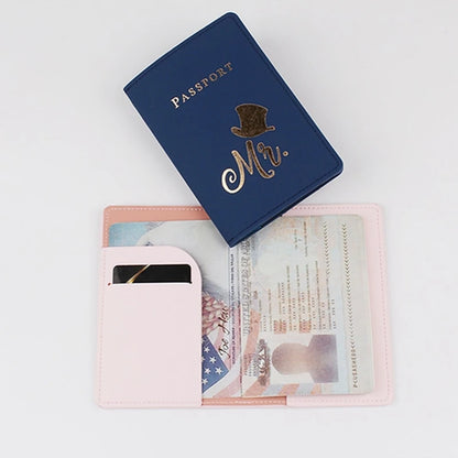 PU Leather Bride Passport Cover Holder Card Protector Wedding Gift for Women Men