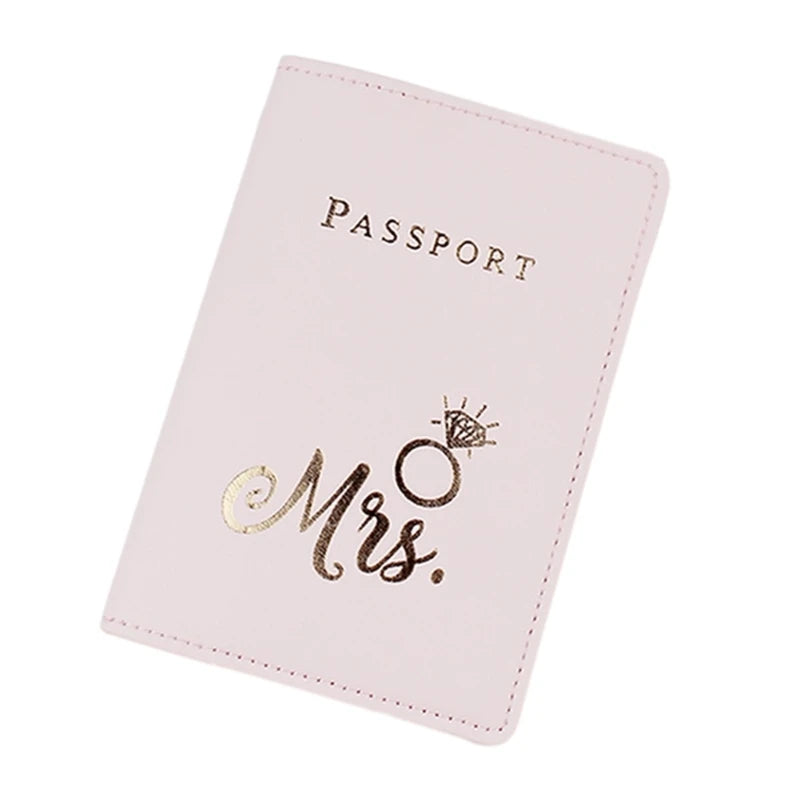 PU Leather Bride Passport Cover Holder Card Protector Wedding Gift for Women Men
