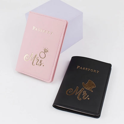 PU Leather Bride Passport Cover Holder Card Protector Wedding Gift for Women Men