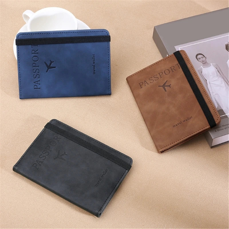 PU Leather Holder Business Passport Holder Credit Card Organzier Multi-Slot Wallet RFID Blocking Travel Document Holder