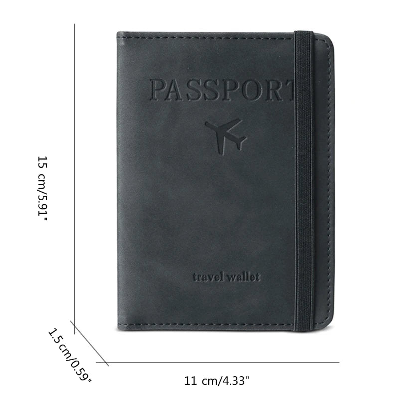 PU Leather Holder Business Passport Holder Credit Card Organzier Multi-Slot Wallet RFID Blocking Travel Document Holder
