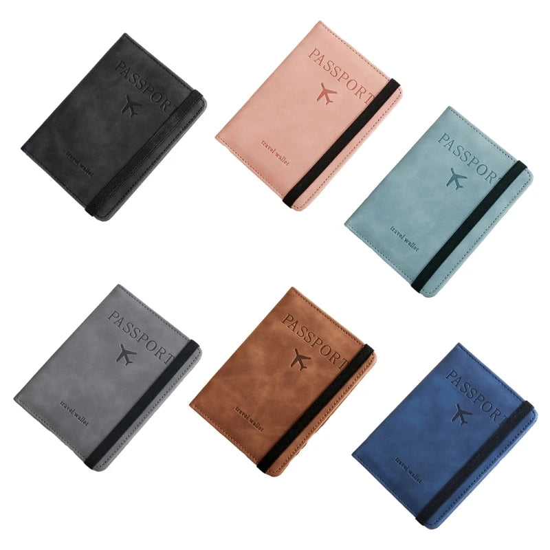 PU Leather Holder Business Passport Holder Credit Card Organzier Multi-Slot Wallet RFID Blocking Travel Document Holder