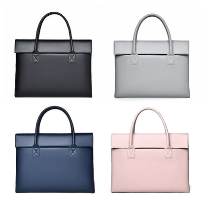 PU Leather Laptop Bag with Handles  Buckle Multifunctional Organize