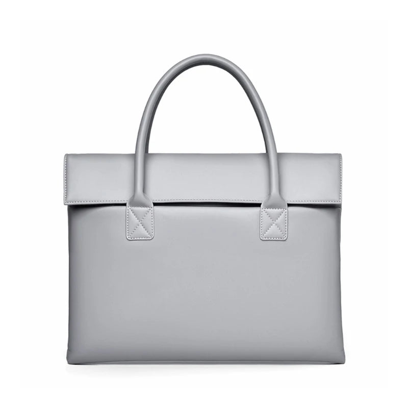 PU Leather Laptop Bag with Handles  Buckle Multifunctional Organize