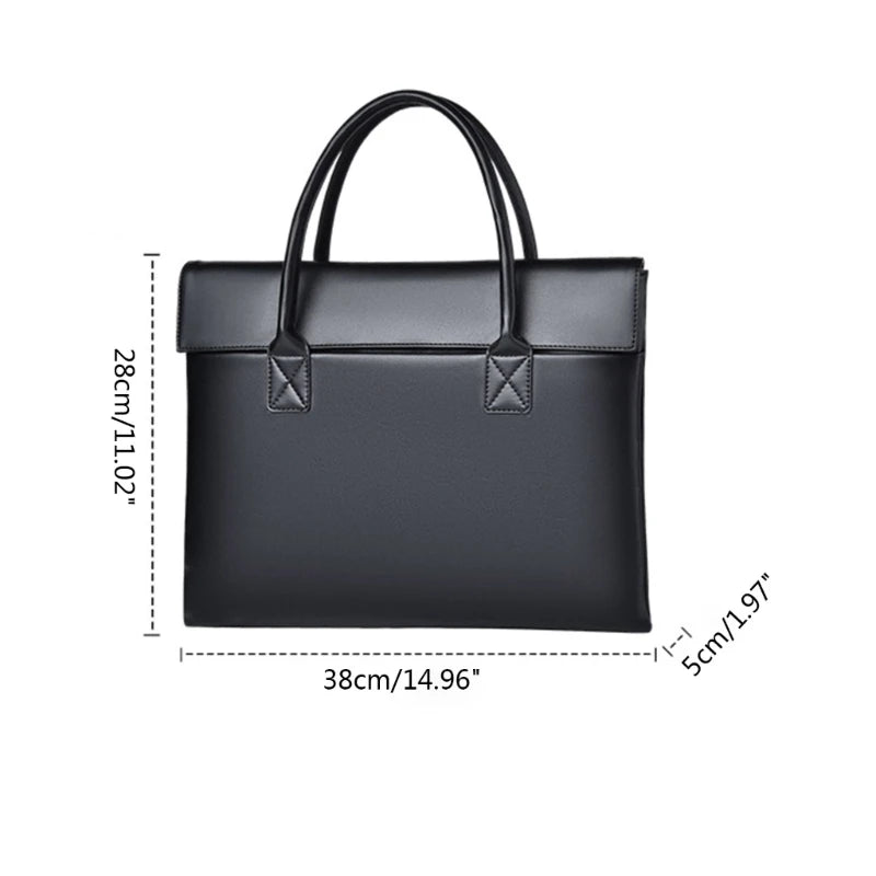 PU Leather Laptop Bag with Handles  Buckle Multifunctional Organize