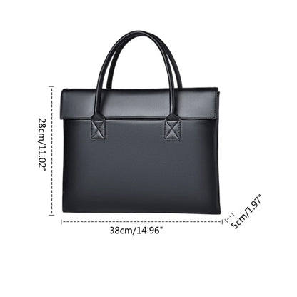PU Leather Laptop Bag with Handles  Buckle Multifunctional Organize